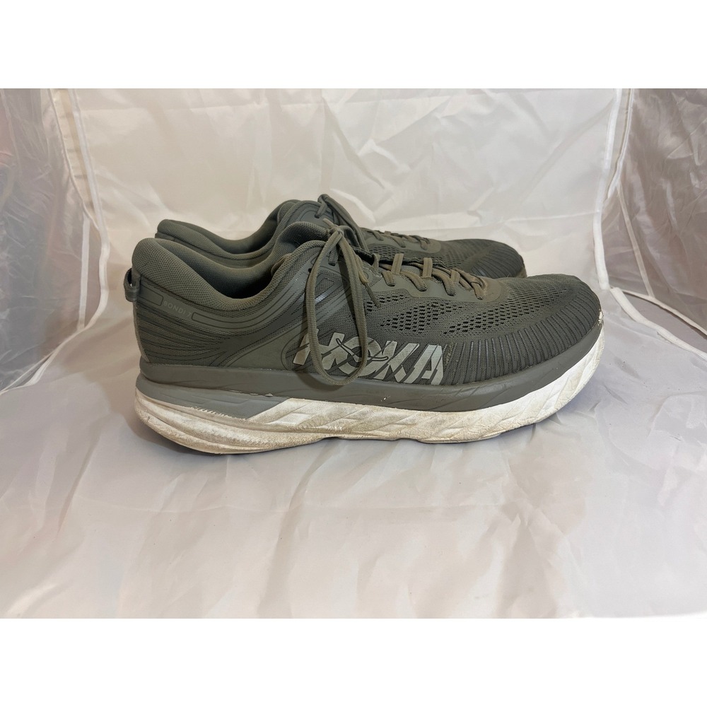 Hoka One One Bondi 7 Mens Olive Green Road Running Shoes Sneakers 13 2E - Picture 6 of 16